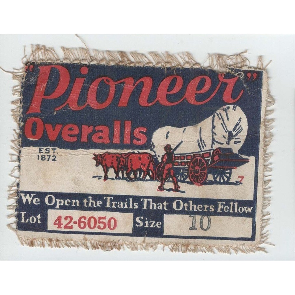 Vintage Pioneer Overalls Canvas Cloth Patch Covered Wagon Lot 42-6050 Size 10